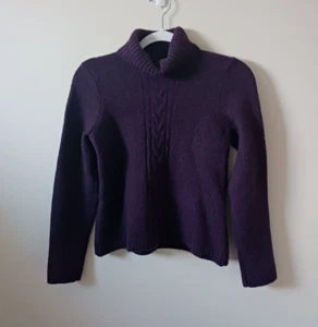 Mercer & Madison Womens Petite Purple Turtleneck Knit Sweater Sz PS Merino Wool - Picture 1 of 5