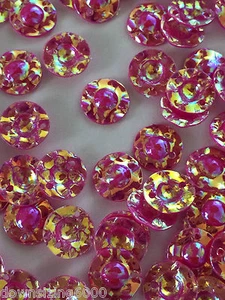 Sequins 10mm Cabochon Opal Crystal Watermelon Pink Gold 3D Cup / Dome x 50 - Picture 1 of 1