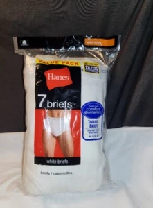 2010 NEW 7 Pack Hanes 2XL Big Comfort Tagless Briefs Pocket Front White Cotton - Picture 1 of 11