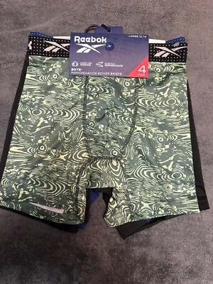 Reebok Boys Performance Boxer Briefs 4 Pack Blue/Black/Gray Large (12/14) New - Image 1 of 4