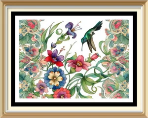 William Morris Art Nouveau HummingBird Print Bird Floral Wall Hanging Picture W4 - Picture 1 of 1