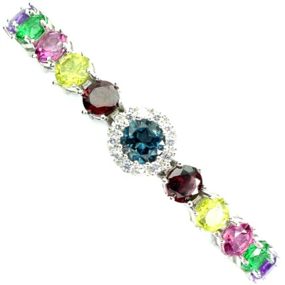 Valentine 925 Silver Bracelet Round London Topaz Amethyst Topaz Gemstone Jewelry - Image 1 of 4