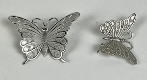 Brooch Beau Sterling Silver Butterfly with Spread Wings Lot of 2 Mint Condition - Picture 1 of 9