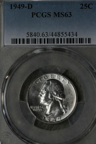 Beautiful Uncirculated 1949-D Washington Quarters - PCGS MS63! Cover