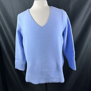 Suéter de lana suave LL Bean azul claro cuello en V para mujer grande regular - Imagen 1 de 8