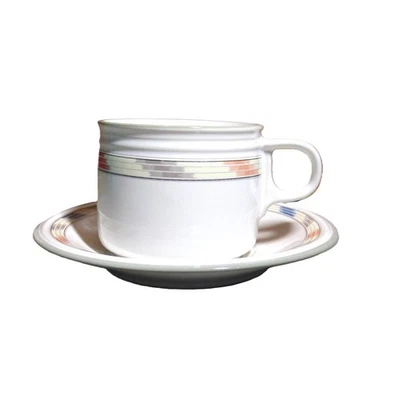 Conjunto de xícara e pires de café Studio Nova Villager Mesa padrão cerâmica vintage 1988 - Imagem 1 de 4