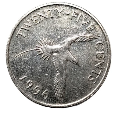 Moneda de 25 centavos Bermudas 1995 KM# 47 Tropicbird cola blanca Foto 1 de 2
