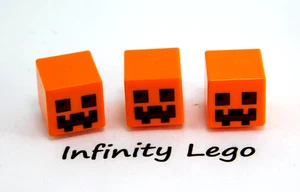 3 LEGO Orange Square Minifig Head Minecraft Halloween Pumpkin (20054 28274) - Picture 1 of 1