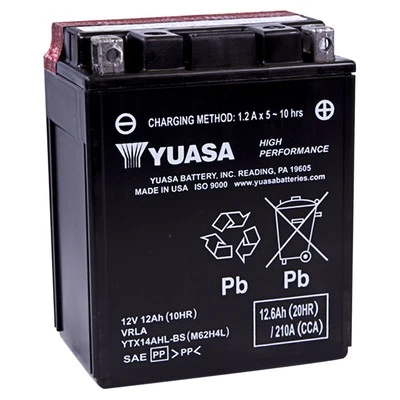 1996 Kawasaki KLR650 YTX14AHL-BS YUASA BATTERY YUAM62H4L - Image 1 of 2