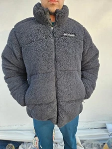 columbia Unisex Puffect Sherpa Jacket grey large - Picture 1 of 6