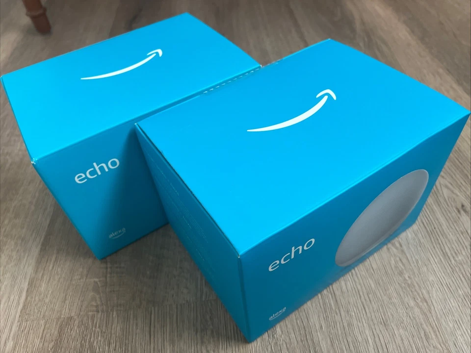 Brand new A Pair of Sealed Amazon Echo (4th Gen.) Smart Speaker - Glacier White - Image 1 of 2