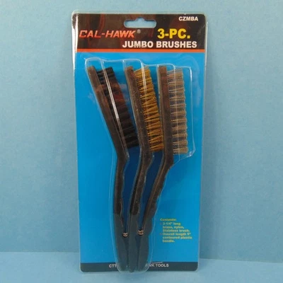 Juego de 3 cepillos de alambre grandes de acero y latón y nailon kit de herramientas de limpieza para óxido y suciedad Foto 1 de 4