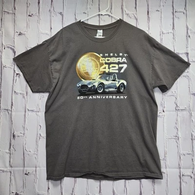 Camiseta masculina Shelby Cobra 427 tamanho XLarge manga curta 50º aniversário etiqueta Gildan - Imagem 1 de 4