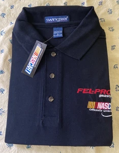 Swingster Men's Polo Nascar Fel-Pro Gaskets Black Size L Made in USA NEW - Picture 1 of 11