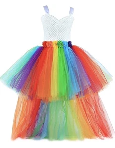 Girls Tutu Dress V-Neck Tulle Evening Wedding Birthday Party Size 7/8 Adjustable - Picture 1 of 6