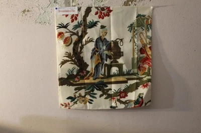 Brunschwig & Fils Le Lac Chinoiserie Scene Color Teal and Melon Various Sizes - Image 1 of 4