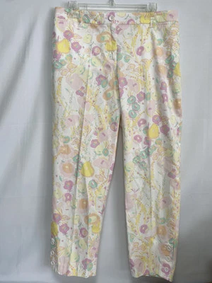 Pantalones Talbots Perfect Crop Pastel Abstracto Floral Tiro Alto Para Mujer 8 Foto 1 de 4