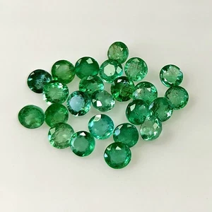 Lotto gemme lucentezza colore verde medio 9,03 ct smeraldo naturale tondo misura 4,5 mm belle - Foto 1 di 5