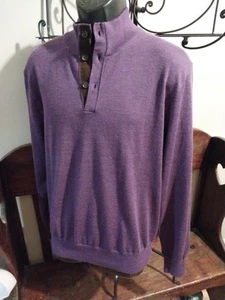 SUÉTER POLO RALPH LAUREN GAMUZA ACENTO PÚRPURA PUNTO JERSEY TALLA L LANA MERINO - Imagen 1 de 5