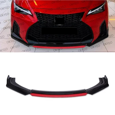 For Lexus IS300 IS350 Universal Black Red Front Bumper Lip Spoiler Splitter Foto 1 de 4