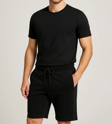 GUESS Men’s Black Logo Tape Athletic Shorts XS Drawstring Casual Lounge Wear - Image 1 of 4