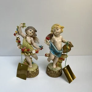 Rare Set Of 2 Vintage Fontanini Depose Italy 1990 Cherub, Angel Figurines VGC - Picture 1 of 5