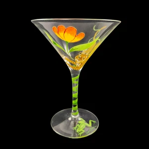 RARE Vintage Lynn Chase Jaguar Jungle Martini Glass HTF - Picture 1 of 4