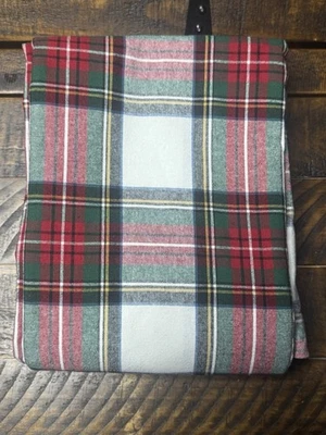 Pottery Barn Stewart Plaid Rectangular Tablecloth 70x 126” Christmas Ivory Pre O - Image 1 of 3