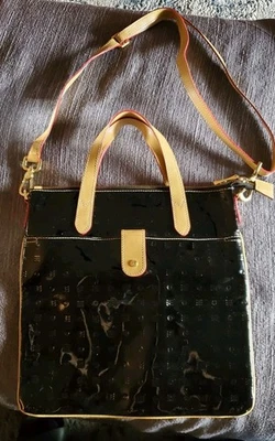🌺 ARCADIA Negro Myflat Charol Italiano Bandolera Bolso Cartera Usado en Excelente Condición  Foto 1 de 4