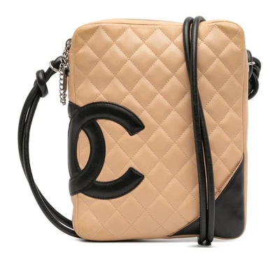 Bolso Bandolera Chanel Autenticado Piel de Cordero Cambon Ligne Marrón Beige Cuero Foto 1 de 4
