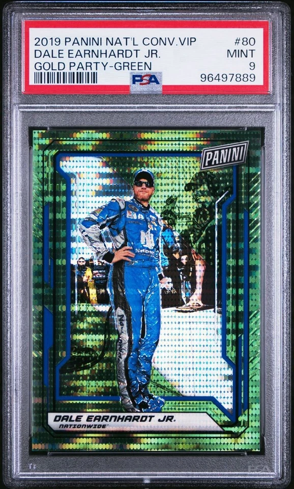 2019 The National VIP Dale Earnhardt Jr Gold Party Green Prizm 2/5 Psa 9 Pop 1 - Image 1 of 2