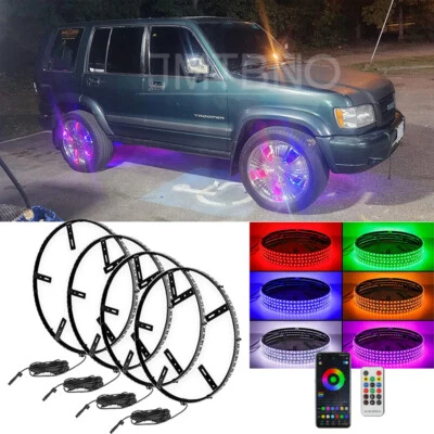 4PÇS 15,5" RGB LED anel de roda aro luzes kit sinal de volta freio para Isuzu Trooper - Imagem 1 de 4