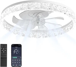 Ceiling Fans with Lights -Flush Mount Ceiling Fan with Lights, Ceiling Fans with - Picture 1 of 6