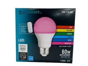 Ecosmart 60W LED Bulb, Color Changing A19 with Remote - Picture 1 of 5