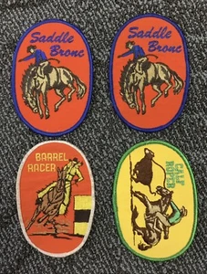 4 Vintage Cowboy Rodeo Horse Rider Patches Saddle Bronze Barrel Racer Calf Roper - Picture 1 of 7