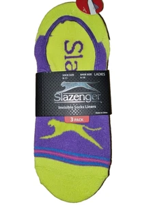 Slazenger Socks women's 3 pack invisible liners colorful no show ladies 9-11 gym - Picture 1 of 3