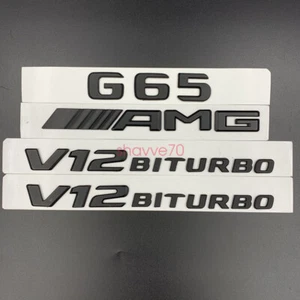 Matte Black Mercedes Benz G65 AMG V8 BITURBO Emblem Badge Sticker Set For G65 - Picture 1 of 5