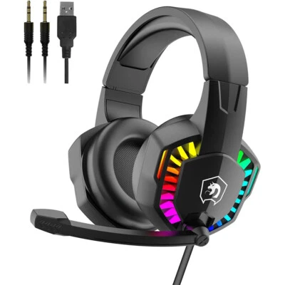 RGB kabelgebundenes Gaming Headset für PS4 PS5 Xbox Switch PC Laptop 7.1 Stereo - Bild 1 von 4