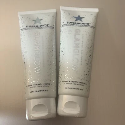 x2 Glamglow Supersmooth Limpieza de Manchas Máscara de 5 Minutos para Exfoliar (4.2oz/125ml) Foto 1 de 2