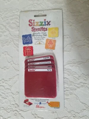 Sizzix Sizzlets Doodle Dies 4 Ct CUMPLEAÑOS: CUPCAKE, CONO DE HELADO, REGALO, FIESTA Foto 1 de 3