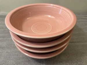 Vintage Fiesta Fiestaware HLC USA Rose Pink Soup / Cereal Bowls Set of 4 - Picture 1 of 11