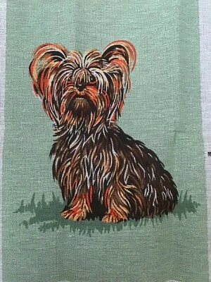 Dog Large Yorkshire Terrier Fleur De Lis Vintage Tapestry Canvas 100% Cotton New - Image 1 of 3