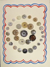 Vintage Button Collection Lacy Glass 31 Buttons Mounted 9 x 12 Card