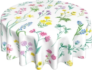 Spring Flowers Tablecloth Round Table Cover Washable Stain And Wrinkle Resistant - Picture 1 of 11