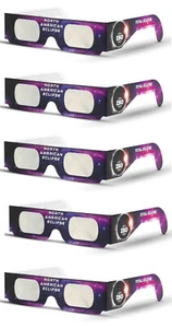 Sonnenfinsternis Brille zugelassen 2024 CE und ISO zertifiziert sichere Sonnenschirme (5er Pack) - Bild 1 von 1