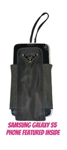 Authentic PRADA Black Nylon Canvas Stretch Cell Phone Case-Vintage - Picture 1 of 12