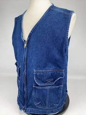 Vintage Gitano Jeanswear Vest Men sz L 44 Sleeveless Full Zip Denim Dark Wash - Image 1 of 4