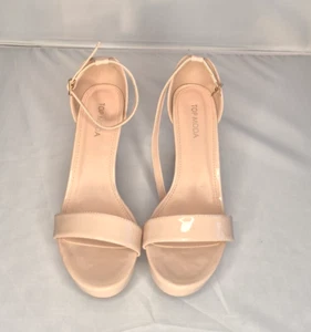 TOP Moda Women’s Sandals 9 Cream Platform Chunky Heel 3" Open Toe Strappy - Picture 1 of 11
