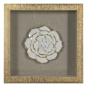 Gold Ceramic Flower Shadow Box Wall Décor - Picture 1 of 35