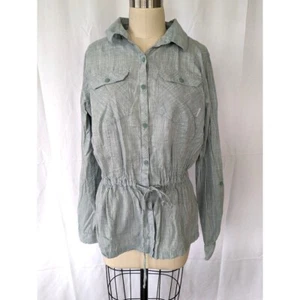 Columbia Button Front Shirt Womens Size Large Roll Tab Woven Hiking Gorpcore - Picture 1 of 7